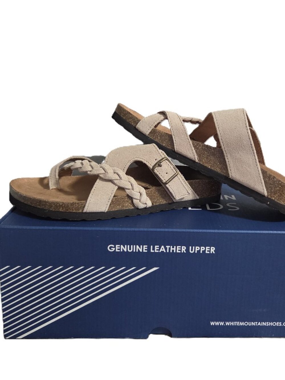 White Mountain Sandalwood Women's Sandals US 6M Suede Braided Buckle Comfort NIB